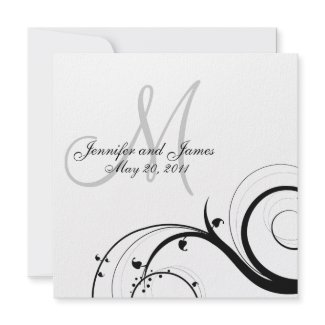 Swirl Monogram Wedding Invitations Black invitation