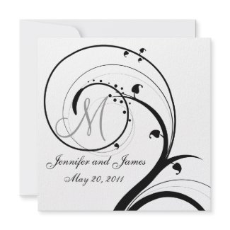 Swirl Monogram Wedding Save the Date Back View invitation