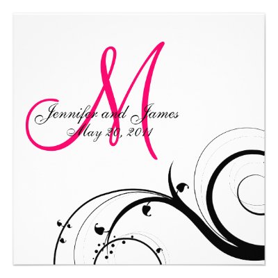 Swirl Monogram Wedding Save the Date Back View Personalized Invitations