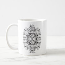 artsprojekt,baroque,swirl,symmetrical,abstract,ornament,black and white,line,kaleidoscope,patricia,vidour,pattern,textile,modern,contemporary,design,studio,black,white,drawing,minimal,rococo,geometry,project,multiple, Mug with custom graphic design