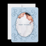 Swirl Poka Dots Blue Photo Baby Boy Shower