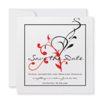 Swirl Save the Date Cards Black Red Invites