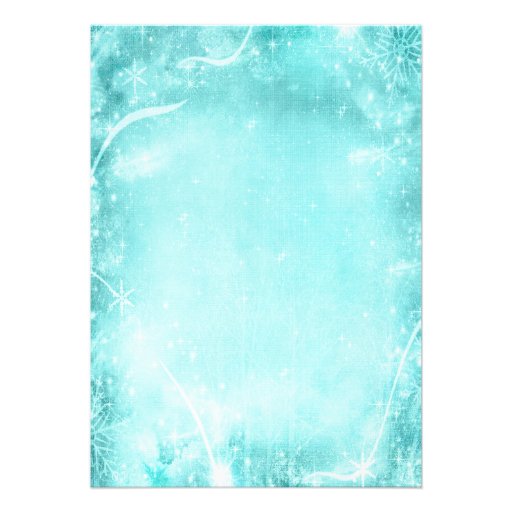 Swirl Snowflakes Teal Sweet 16 Winter Wonderland Custom Announcement