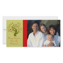 Swirl Tree Cute Birds Snowflake Merry Christmas Customized Photo Card