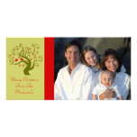 Swirl Tree Cute Birds Snowflake Merry Christmas Customized Photo Card