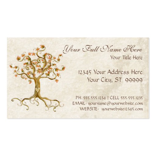 Swirl Tree Roots Antique Tan Professional Business Business Cards (back side)