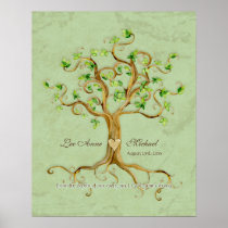 Swirl Tree Roots Antiqued Aqua Wedding Gift Art Print