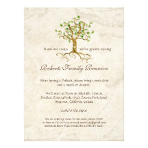 Swirl Tree Roots Antiqued Family Reunion Invite