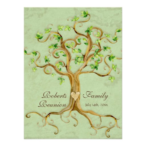 Swirl Tree Roots Antiqued Family Reunion Invite