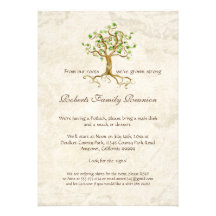 Swirl Tree Roots Antiqued Family Reunion Invite