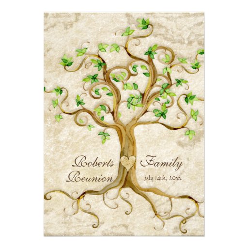 Swirl Tree Roots Antiqued Family Reunion Invite