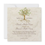 Swirl Tree Roots Antiqued Green Parchment Wedding Custom Invite