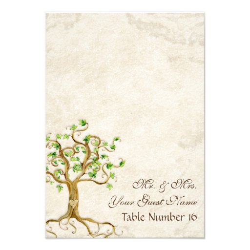 Swirl Tree Roots Antiqued Parchment Table Number Announcement