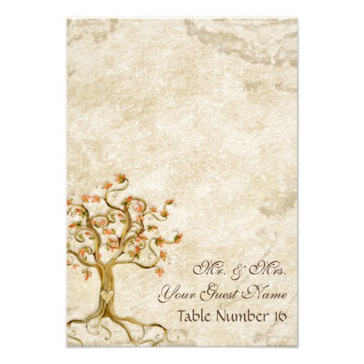 Swirl Tree Roots Antiqued Parchment Table Number Invitation
