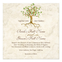 Swirl Tree Roots Antiqued Parchment Wedding Personalized Invitation