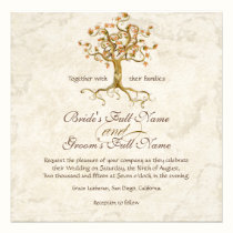 Swirl Tree Roots Antiqued Parchment Wedding invitations