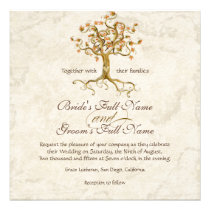 Swirl Tree Roots Antiqued Parchment Wedding Invitations