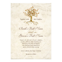 Swirl Tree Roots Antiqued Parchment Wedding Invitation