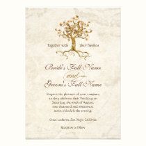 Swirl Tree Roots Antiqued Parchment Wedding invitations