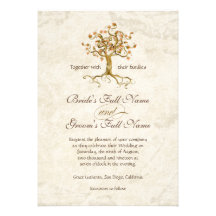 Swirl Tree Roots Antiqued Parchment Wedding Invitation