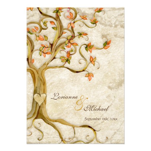 Swirl Tree Roots Antiqued Parchment Wedding Invitation