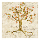 Swirl Tree Roots Antiqued Parchment Wedding Save Personalized Announcement