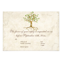 Swirl Tree Roots Antiqued RSVP Response Card Invites