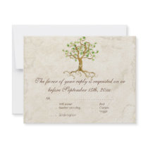Swirl Tree Roots Antiqued Sage RSVP Response Card Invitation