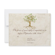 Swirl Tree Roots Antiqued Sage RSVP Response Card Invites