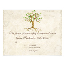 Swirl Tree Roots Antiqued Sage RSVP Response Card Invites