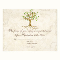 Swirl Tree Roots Antiqued Sage RSVP Response Card invitations