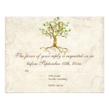 Swirl Tree Roots Antiqued Sage RSVP Response Card Invites