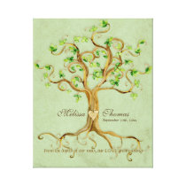Swirl Tree Roots Antiqued Sage Wedding Gift Art Stretched Canvas Print