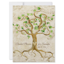 Swirl Tree Roots Antiqued Tan Bridal Shower Invites