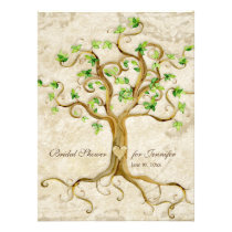 Swirl Tree Roots Antiqued Tan Bridal Shower Announcements