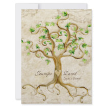 Swirl Tree Roots Antiqued Tan Couples Shower Custom Invitation