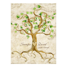 Swirl Tree Roots Antiqued Tan Couples Shower Custom Invitation