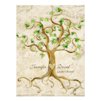 Swirl Tree Roots Antiqued Tan Couples Shower Custom Invites