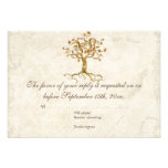 Swirl Tree Roots Antiqued Tan RSVP Response Card Personalized Invites