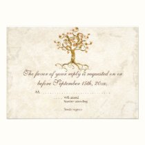 Swirl Tree Roots Antiqued Tan RSVP Response Card invitations
