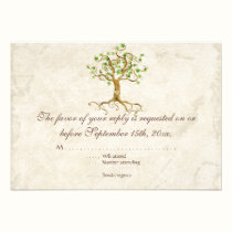 Swirl Tree Roots Antiqued Tan RSVP Response Card invitations