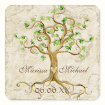 Swirl Tree Roots Antiqued Wedding Matching Seals stickers