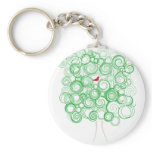 Swirl Tree with Red Bird Key Chain