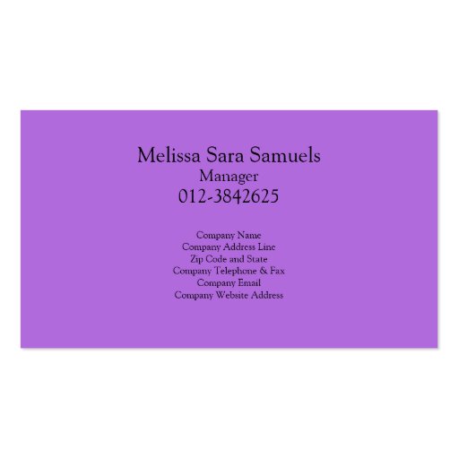 Swirl Vines Violet Pattern Business Card (back side)