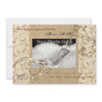Swirl vintage baby birth announcement invitations