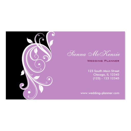 Swirl Wedding Planner Business Card (front side)