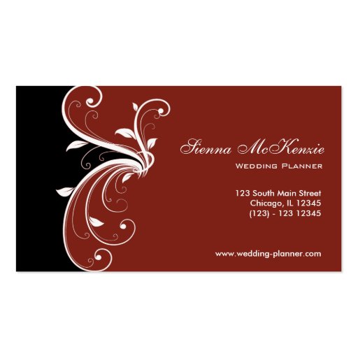 Swirl Wedding Planner Business Cards (front side)