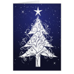 Swirl White Christmas Tree Blank Card