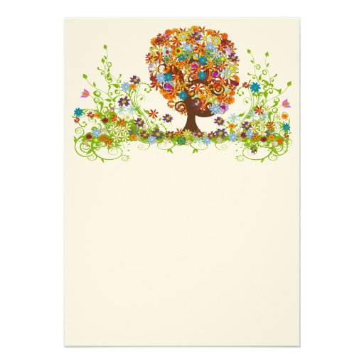 Swirled Flower  Love Tree blank card Personalized Invite