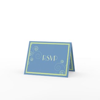 Swirled In Blue RSVP Response Card by 369Design card